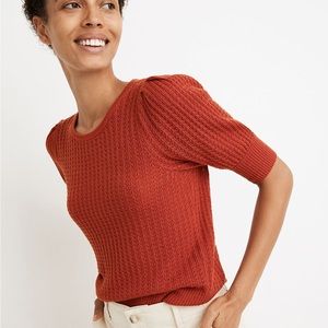 Madewell Pointelle Puff-Sleeve Sweater Tee, size XS